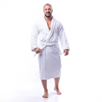 Халат Едноцветен Шал Яка - Бял - мъжки - 1634 | Халат Едноцветен Шал Яка - Бял - мъжки - 1634