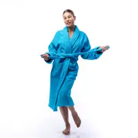 Халат Едноцветен Шал Яка - Електрик - дамски - 1692 | Халат Едноцветен Шал Яка - Електрик - дамски - 1692
