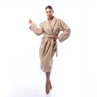 Халат Едноцветен Шал Яка - Капучино - дамски - 1718 | Халат Едноцветен Шал Яка - Капучино - дамски - 1718