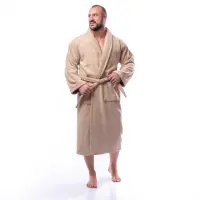Халат Едноцветен Шал Яка - Капучино - мъжки - 1654 | Халат Едноцветен Шал Яка - Капучино - мъжки - 1654
