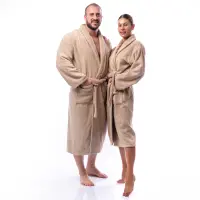 Халат Едноцветен Шал Яка - Капучино - мъжки - 1656 | Халат Едноцветен Шал Яка - Капучино - мъжки - 1656