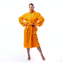 Халат Едноцветен Шал Яка - Оранжев - дамски - 1712 | Халат Едноцветен Шал Яка - Оранжев - дамски - 1712