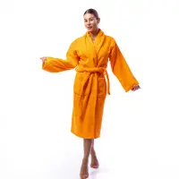 Халат Едноцветен Шал Яка - Оранжев - дамски - 1713 | Халат Едноцветен Шал Яка - Оранжев - дамски - 1713