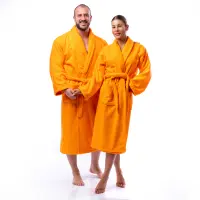 Халат Едноцветен Шал Яка - Оранжев - мъжки - 1660 | Халат Едноцветен Шал Яка - Оранжев - мъжки - 1660