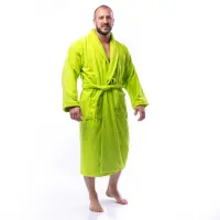 Халат Едноцветен Шал Яка - Зелен - мъжки - 1662 | Халат Едноцветен Шал Яка - Зелен - мъжки - 1662