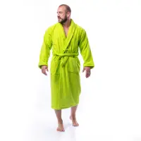 Халат Едноцветен Шал Яка - Зелен - мъжки - 1663 | Халат Едноцветен Шал Яка - Зелен - мъжки - 1663