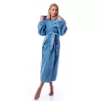 Халат Микропамук - син - дамски - Халат Микропамук - син - дамски
