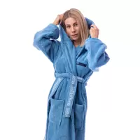 Халат Микропамук - син - дамски - 223 | Халат Микропамук - син - дамски - 223
