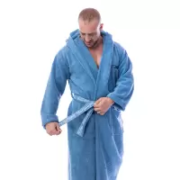 Халат Микропамук - син - мъжки - 188 | Халат Микропамук - син - мъжки - 188