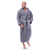 Халат Микропамук - сив - мъжки - 78 | Халат Микропамук - сив - мъжки - 78
