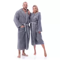 Халат Микропамук - сив - дамски - 213 | Халат Микропамук - сив - дамски - 213