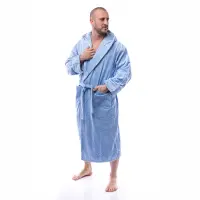 Халат нишка - Светло син - мъжки - 2514 | Халат нишка - Светло син - мъжки - 2514