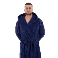 Халат нишка - Тъмно син - мъжки - 3477 | Халат нишка - Тъмно син - мъжки - 3477