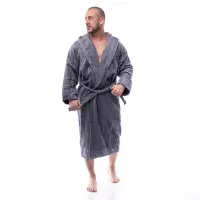 Халат нишка - Тъмно Сиво - мъжки - 2505 | Халат нишка - Тъмно Сиво - мъжки - 2505