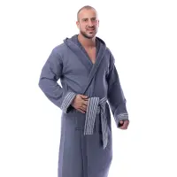Халат Вафла Лукс - Тъмно сив - мъжки - 1852 | Халат Вафла Лукс - Тъмно сив - мъжки - 1852