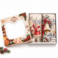 Комплект хавлиени кърпи „Коледен звън“ - кутия - 4561 | Комплект хавлиени кърпи „Коледен звън“ - кутия - 4561