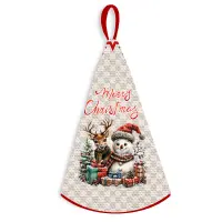 Кръгла хавлиена кърпа с коледни мотиви - 5351 - Кръгла хавлиена кърпа с коледни мотиви - 5351