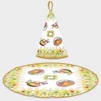 Кръгла хавлиена кърпа с великденски мотиви - 5120 - Кръгла хавлиена кърпа с великденски мотиви - 5120