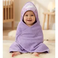 Бебешка хавлиена кърпа с качулка - Лилаво - 3774 | Бебешка хавлиена кърпа с качулка - Лилаво - 3774