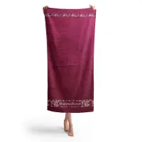 Плажна хавлия с бамбуков десен - бордо -  Плажна хавлия с бамбуков десен - бордо