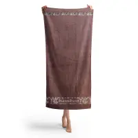 Плажна хавлия с бамбуков десен - кафява -  Плажна хавлия с бамбуков десен - кафява