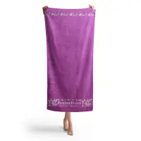 Плажна хавлия с бамбуков десен - малина -  Плажна хавлия с бамбуков десен - малина