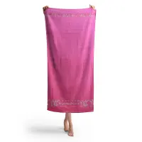 Плажна хавлия с бамбуков десен - циклама -  Плажна хавлия с бамбуков десен - циклама