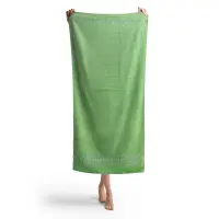 Плажна хавлия с бамбуков десен - зелена -  Плажна хавлия с бамбуков десен - зелена