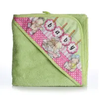 Бебешка хавлиена кърпа с качулка - Зелено - Бебе - Бебешка хавлиена кърпа с качулка - Зелено - Бебе